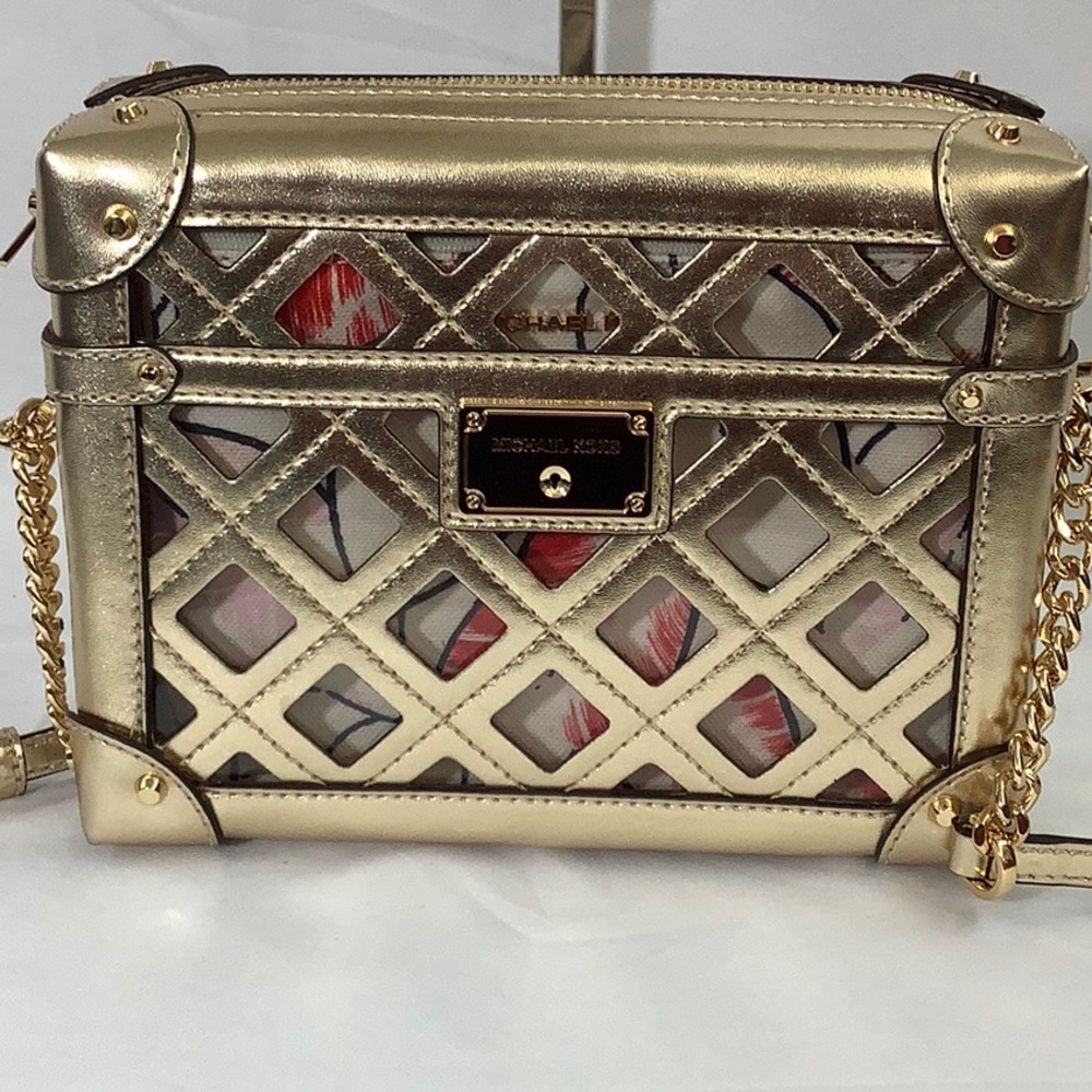 Michael Kors Gold Quilted Lattice Crossbody Bag